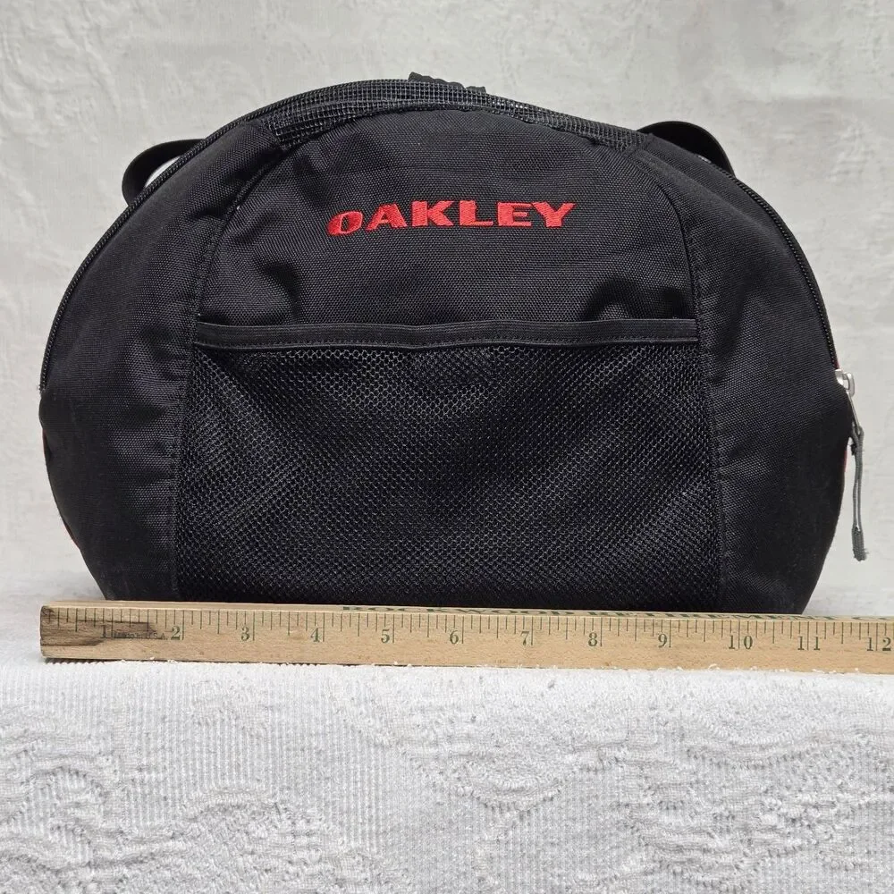 Y2K Oakley Red Black Multi Pocket Duffle Gym Bag Workout  Embroidered Studded
